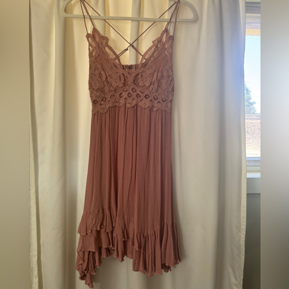 Free People Elegant Lace Trim Dress